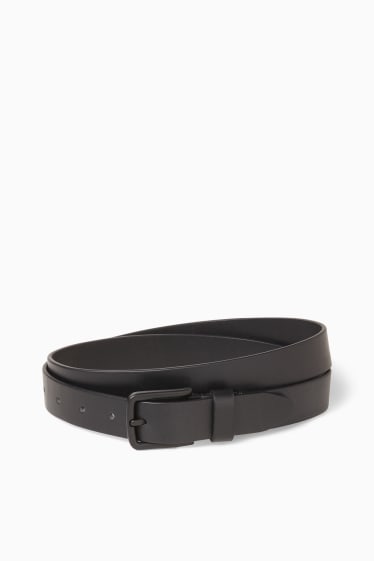 Men - Leather belt - black