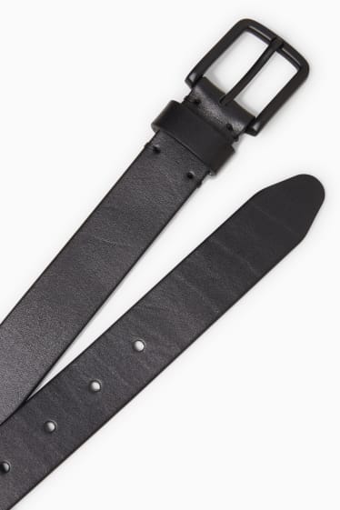 Men - Leather belt - black