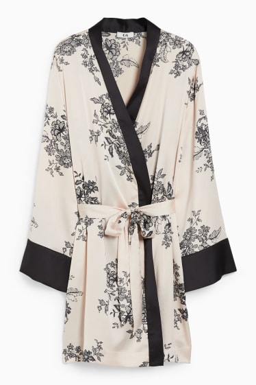 Donna - Vestaglia - a fiori - nero / beige