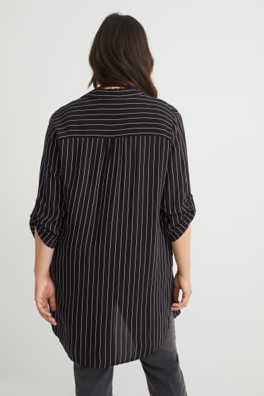 Women - Blouse - striped - black