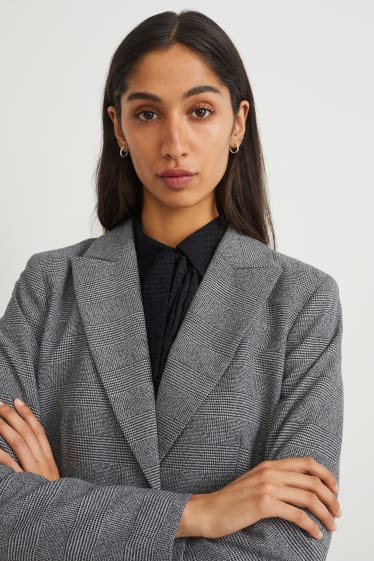 Damen - Blazer - kariert - grau / schwarz