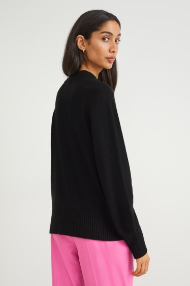 Damen - Pullover - Glanz-Effekt - schwarz