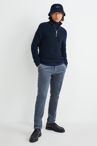 Hommes - Pantalon en velours côtelé - tapered fit - Flex - LYCRA® - turquoise foncé