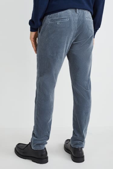 Pánské - Manšestrové kalhoty - tapered fit - Flex - LYCRA® - tmavě tyrkysová