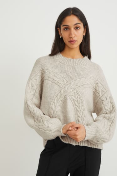 Damen - Pullover - weiß-melange