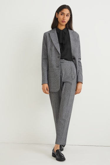 Donna - Pantaloni - vita alta - slim fit - a quadretti - grigio / nero