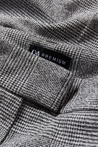 Dámské - Plátěné kalhoty - high waist - slim fit - kostkované - šedá/černá