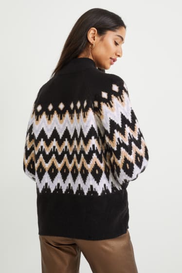 Women - Jumper - patterned - black