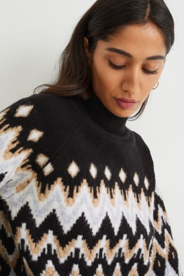 Femmes - Pullover - à motif - noir