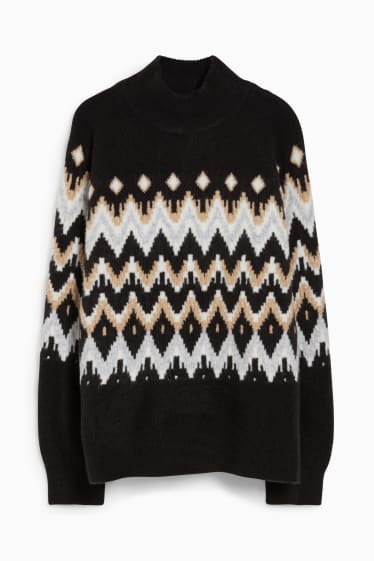 Women - Jumper - patterned - black