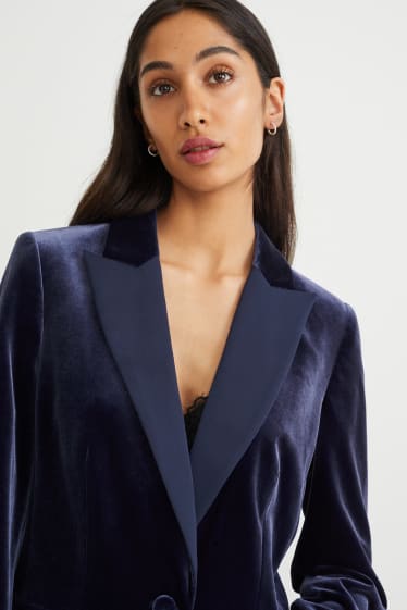 Donna - Blazer di velluto - regular fit - blu scuro