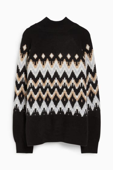 Women - Jumper - patterned - black