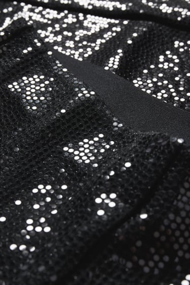 Femei - Pantaloni de stofă - talie înaltă - skinny fit - aspect lucios - negru