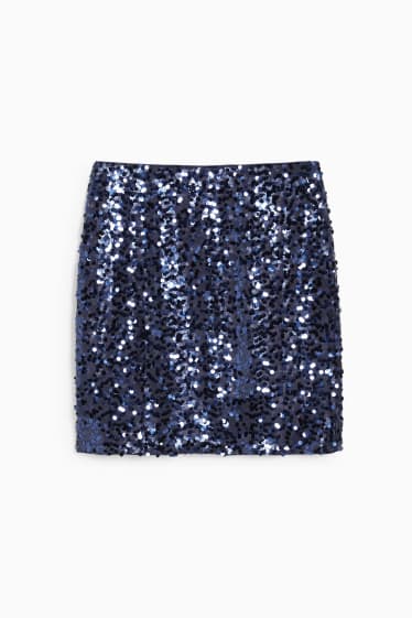 Femmes - Jupe à paillettes - bleu foncé