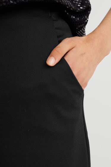 Damen - Stoffhose - High Waist - Wide Leg - schwarz