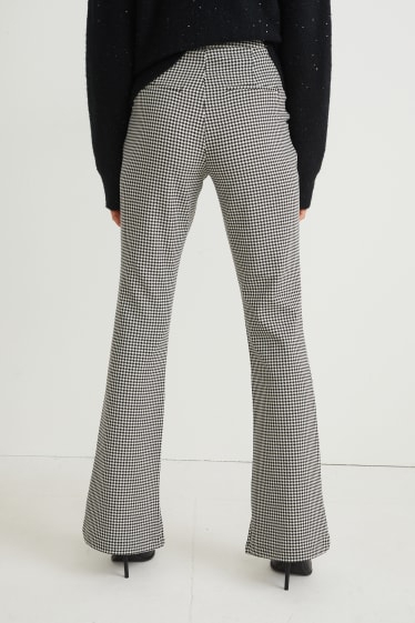 Women - Cloth trousers - high waist - tapered fit - check - black / white