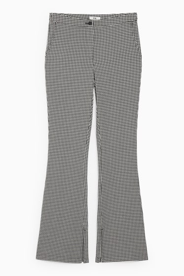 Women - Cloth trousers - high waist - tapered fit - check - black / white