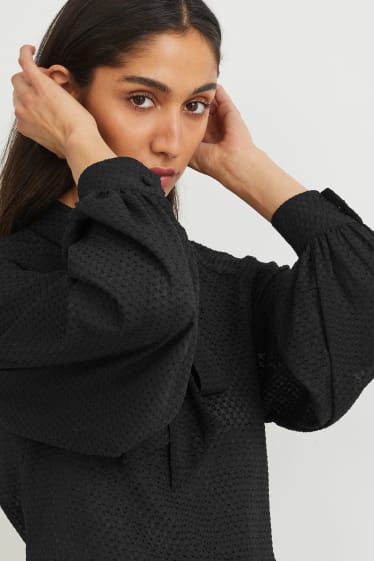 Mujer - Blusa de chifón - estampada - negro