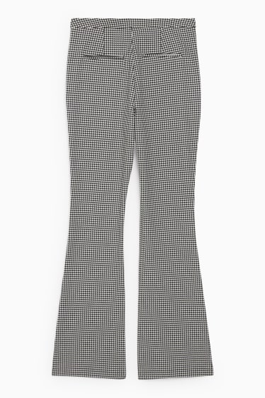 Women - Cloth trousers - high waist - tapered fit - check - black / white