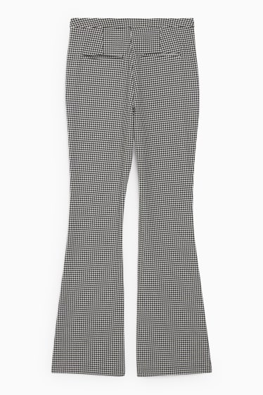 Dames - Pantalon - high waist - tapered fit - geruit - zwart / wit