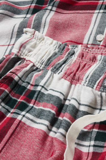 Dámské - Flanelové pyžamo - kostkované - červená