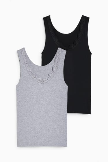 Women - Multipack of 2 - camisole - light gray-melange