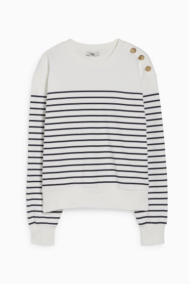 Women - Sweatshirt - striped - cremewhite