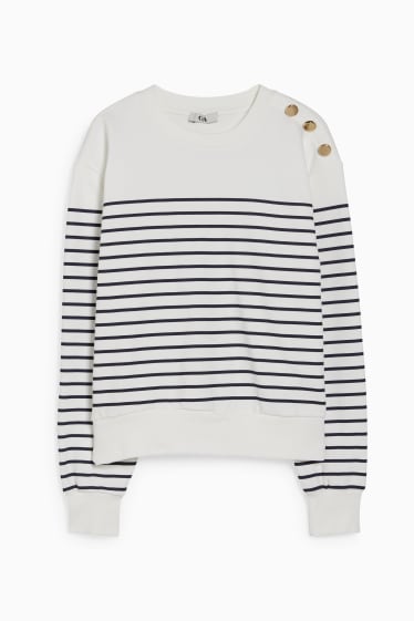 Dames - Sweatshirt - gestreept - crème wit