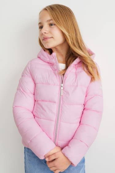 Kinder - Steppjacke mit Kapuze - rosa