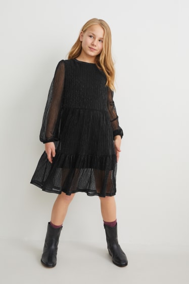 Bambine - Vestito - effetto brillante - nero