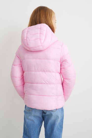 Kinder - Steppjacke mit Kapuze - rosa