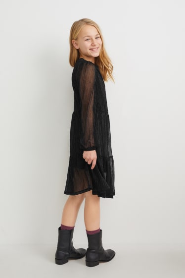 Bambine - Vestito - effetto brillante - nero