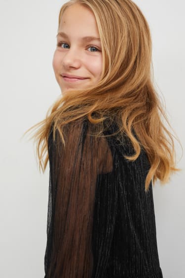 Bambine - Vestito - effetto brillante - nero