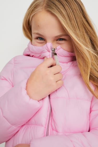 Kinder - Steppjacke mit Kapuze - rosa