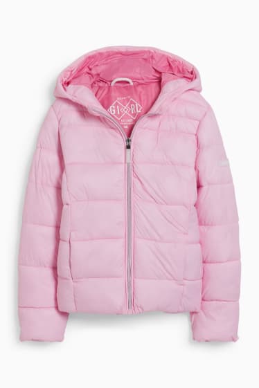 Kinder - Steppjacke mit Kapuze - rosa