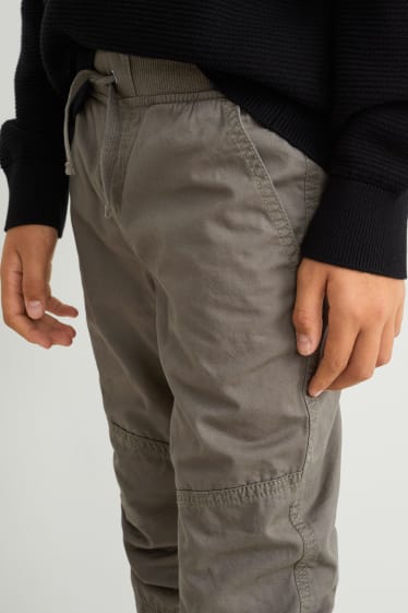 Kinderen: jongens - Set van 3 - thermobroek - slim fit - donkergrijs