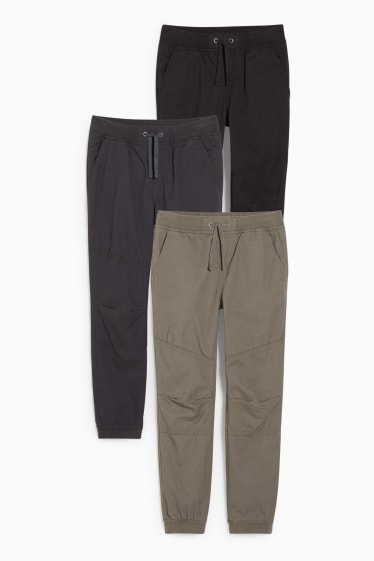 Niños - Pack de 3 - pantalones térmicos - slim fit - gris oscuro