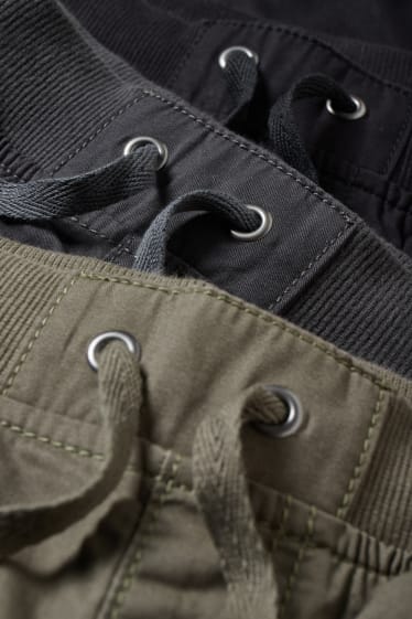 Kinderen: jongens - Set van 3 - thermobroek - slim fit - donkergrijs