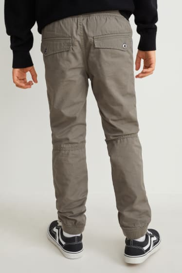 Kinderen: jongens - Set van 3 - thermobroek - slim fit - donkergrijs