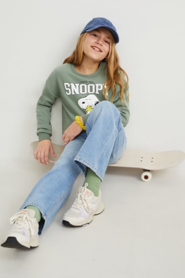 Kinderen - Peanuts - set - topje en sweatshirt - 2-delig - lichtgroen