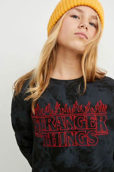 Kinderen - Stranger Things - jurk van sweatstof - zwart