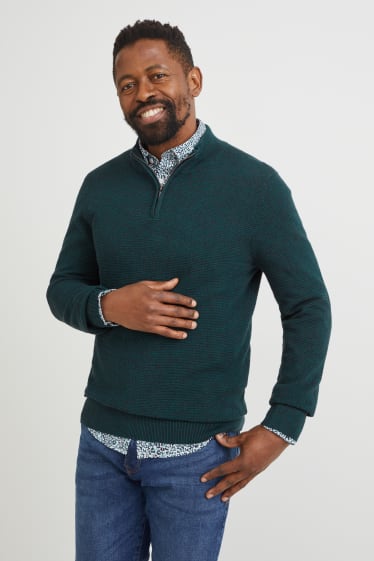 Hommes - Pullover et chemise - regular fit - col button down - vert