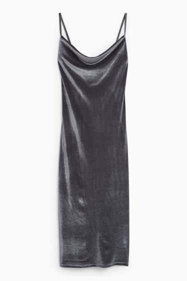 Teens & young adults - CLOCKHOUSE - velvet dress - gray-melange