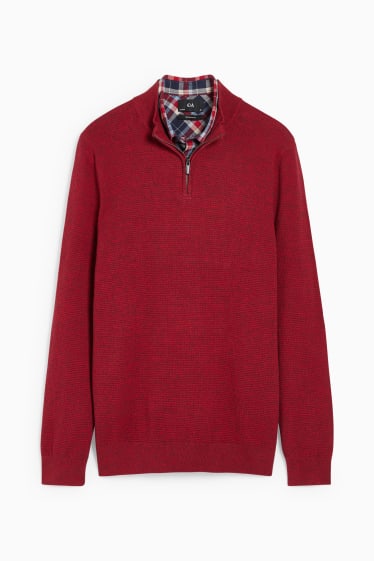 Hommes - Pullover et chemise - regular fit - col button down - bordeaux