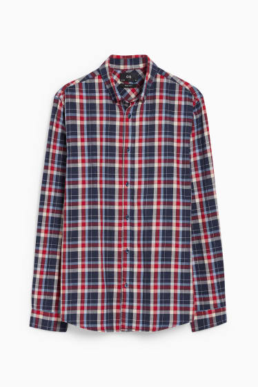 Pánské - Svetr a košile - regular fit - button-down - bordeaux