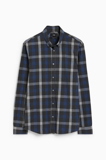 Herren - Pullover und Hemd - Regular Fit - Button-down - schwarz