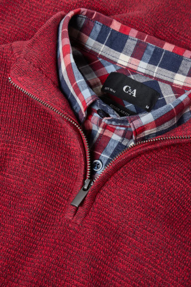Uomo - Maglione e camicia - regular fit - colletto button down - bordeaux