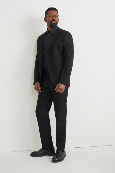 Hommes - Pantalon de costume - slim fit - Flex - à carreaux - noir