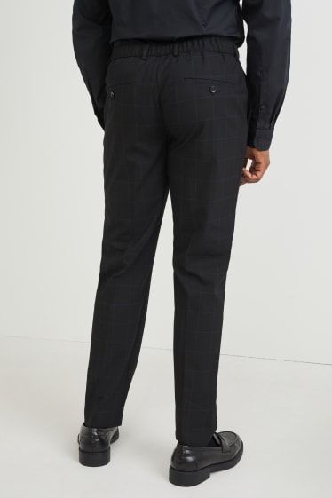 Bărbați - Pantaloni modulari - slim fit - stretch - în carouri - negru