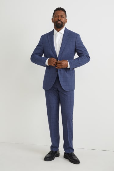 Hommes - Pantalon de costume - coupe droite - à carreaux - bleu foncé